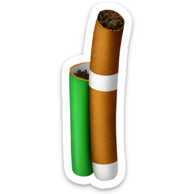 Brown cigarette with green tobacco inside sticker