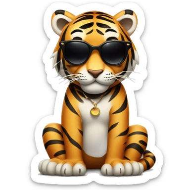 tiger crossing legs in sunglasses  sticker