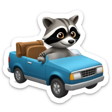 The raccoon is driving a car sticker