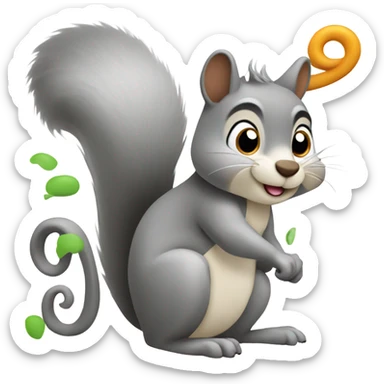 Squirrel with a squiggly tail sticker