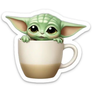 Baby yoda holding mug sticker
