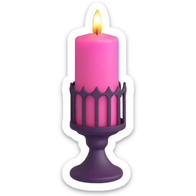 minimal 3D gothic candle with pink wax, simple and dark sticker