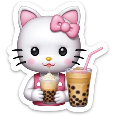 Cute hello kitty in boba sticker