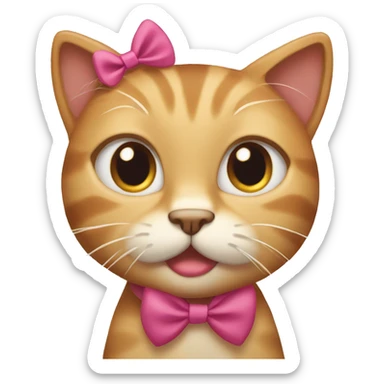 the cat is embarrassed, she has a bow on her head sticker