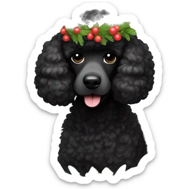 Black Poodle with a wreath sticker
