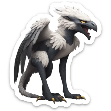 Anthro cool edgy Trico winged animal hybrid full body sticker