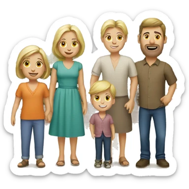 Caucasian family in a market sticker