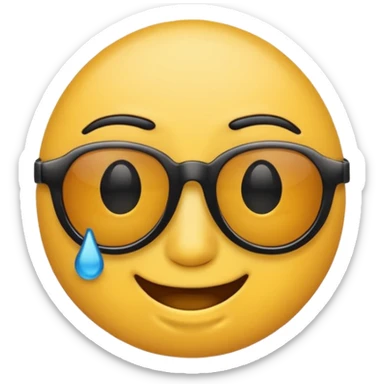 Combinación del emoji con gafas de sol y el que sonríe pero tiene una lágrima en un solo ojo  sticker
