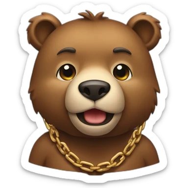 bear wearing a chain 3/4 view sticker