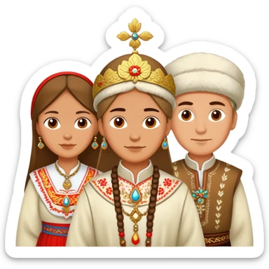 Three Russian people in traditional clothing as a group sticker