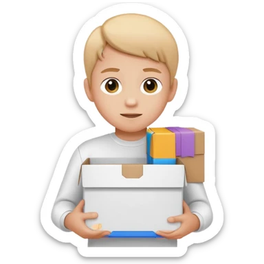 box carrier kid white shirt sticker