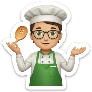 chef with green apron, wearing glasses sticker