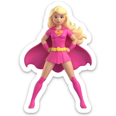 superhero girl with blonde hair and pink outfit sticker