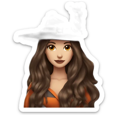 long hair brunette witch with fox sticker