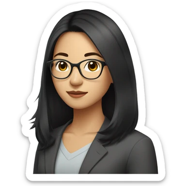Asian software engineer in her early 20s with glasses and shoulder-length black hair sticker