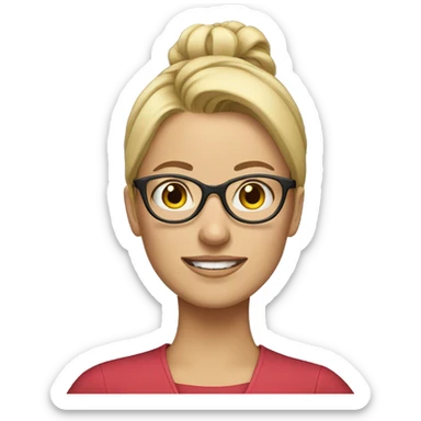 blonde teacher with glasses and a high bun sticker