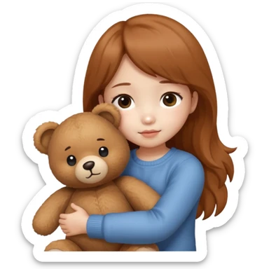 Little korean girl – hugging a teddy bear.
 sticker
