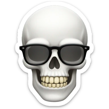 a white skull emoji with no jaw like the IOS skull emoji with glasses and big teeth in the front sticker