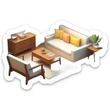 isometric-3d-cute-small-home-interior sticker
