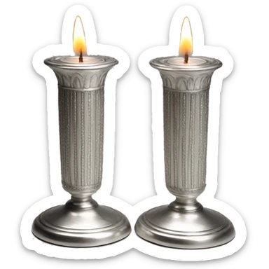 2 large shabbat candles in silver candlesticks  sticker