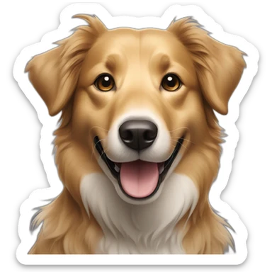 a black golden retriever border collie cross breed dog smilining sticker
