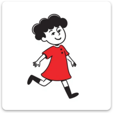 hand-drawn little child wearing a red dress sticker