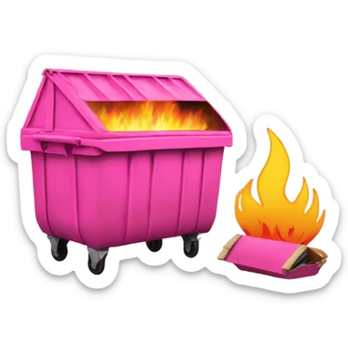 Pink dumpster fire; more flames; shorter bun sticker