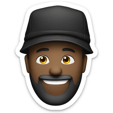 Head of man with beard and black Jordan hat laughing sticker