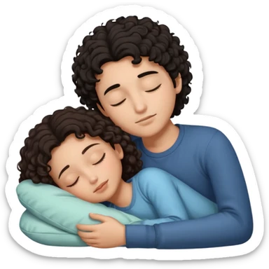 ragazzo con i capelli ricci neri e ragazza con i capelli castani che dormono insieme (senza bambini) sticker