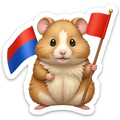 a hamster holding a Russian flag emoji sticker