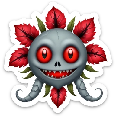Grey creepy flower with red and blood on inside but as a monster sticker