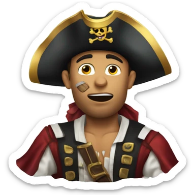 Ronaldo clothed as a pirate shocked with is two hand on his face sticker