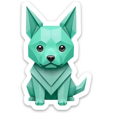 origami dog in color green mint rgb(168, 251, 211) sticker
