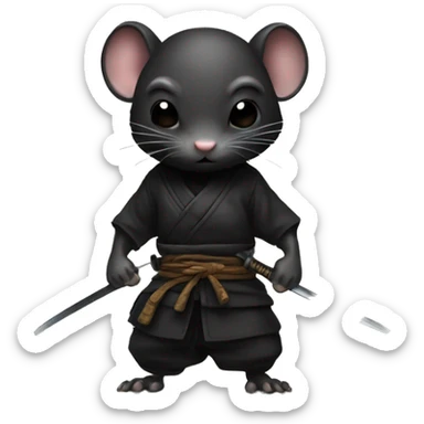 ninja black skin rat with katana sticker