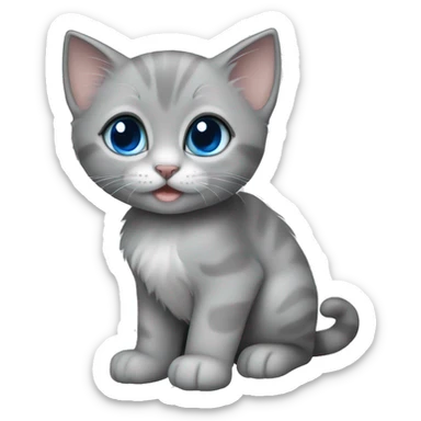 grey kitten blue eyes and  sticker