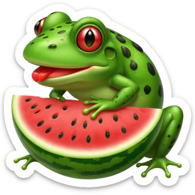 frog eating watermelon sticker