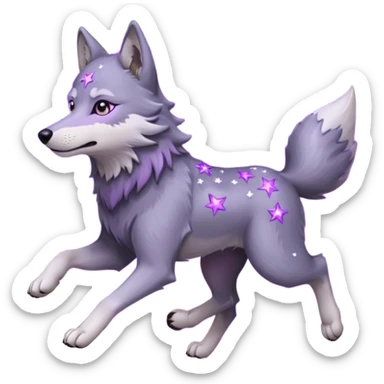 A wolf of winterfell running under lilac stars sticker