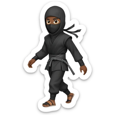 a black man in ninja clothes, walking with the head down sticker