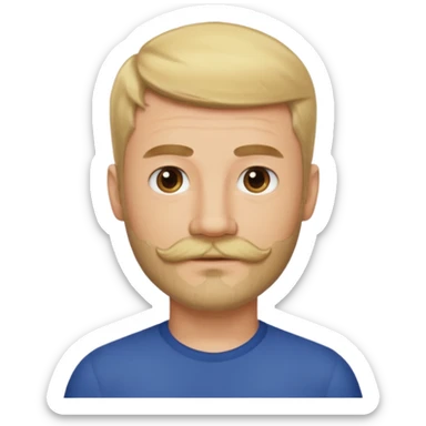 short blond hair clean cut mustache and beard 5ft 9 140lbs titian sticker