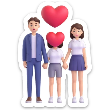 An in love couple with a heart above them, enjoy style sticker