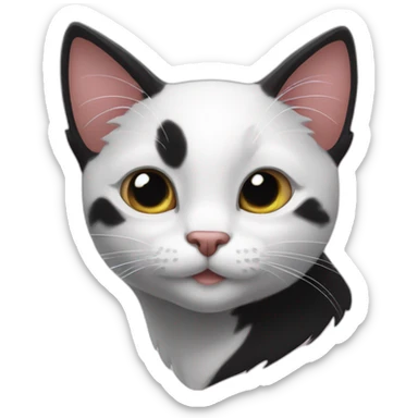 Black cat White brithmark like heart sticker