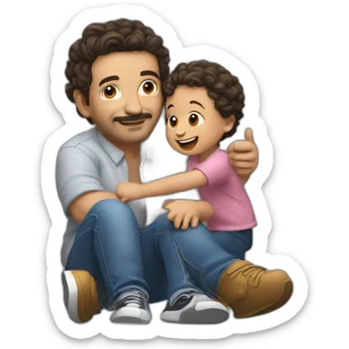 Jean Marc Morandini playing with a kid sticker