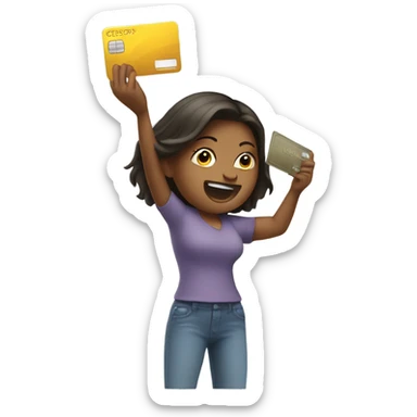 girl slamming a credit card down sticker