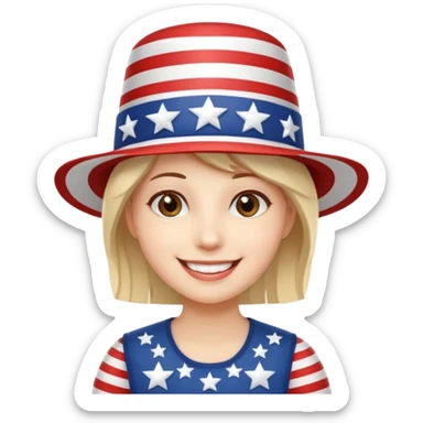 smiling emoji wearing stars and stripes hat celebrating Independence Day sticker
