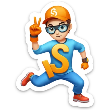 Cool gaming character avatar with letter S sticker