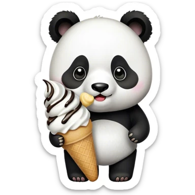 Panda eating ice cream sticker