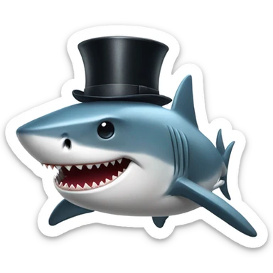 Shark with a top hat sticker