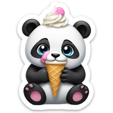 Panda eating ice cream sticker