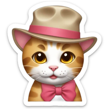 Kawaii cat artist in hat with palette and brush so it can be used as a mouse cursor sticker