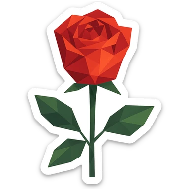 rose in polygonal low-poly style with geometric shapes sticker